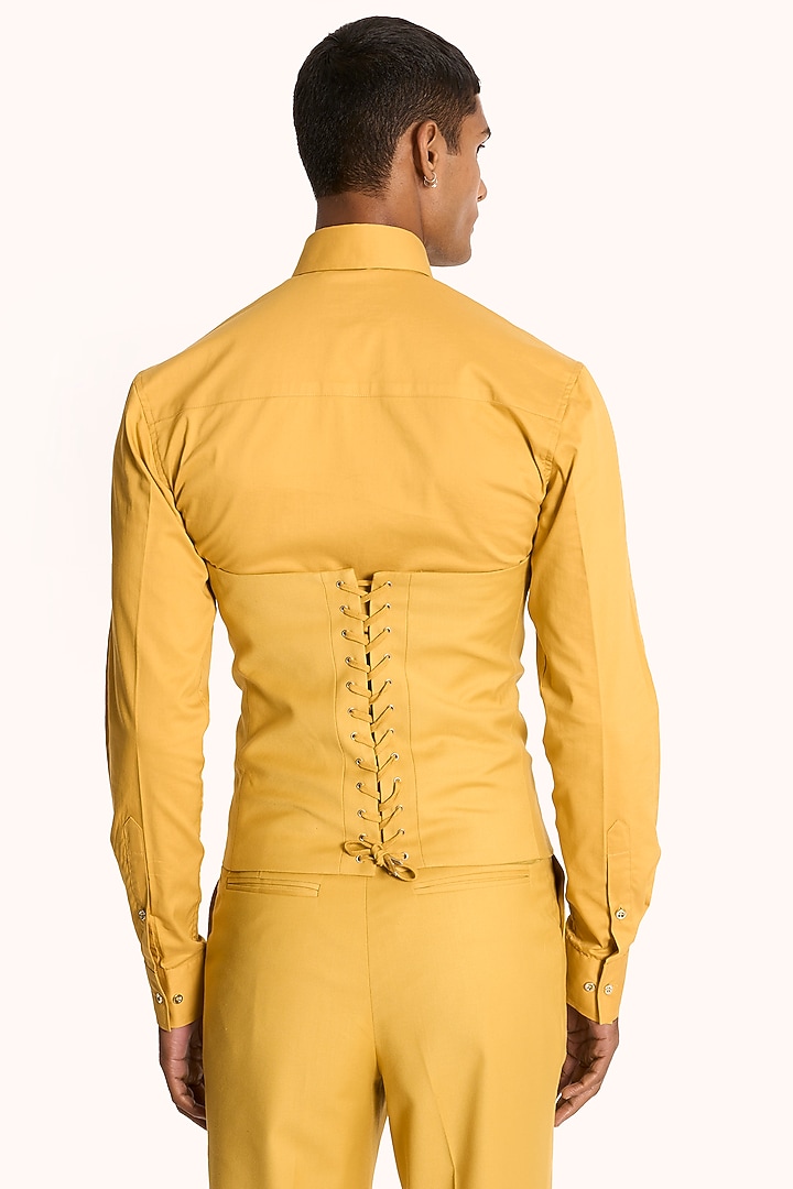 Yellow Italian Terry Rayon Corset by DIERMEISS BY THE DRAGON LADY at Pernia's Pop Up Shop