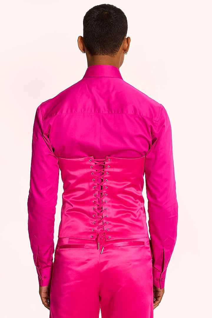 Pink Italian Terry Rayon Corset by DIERMEISS BY THE DRAGON LADY at Pernia's Pop Up Shop