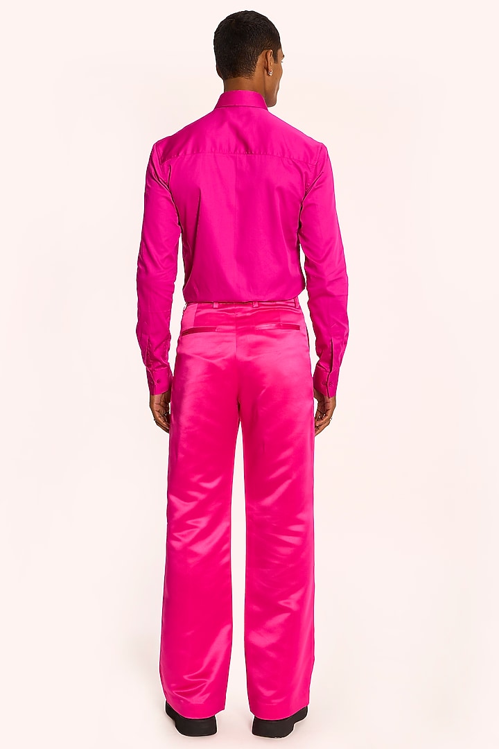 Pink Satin Embellished Trousers by DIERMEISS BY THE DRAGON LADY at Pernia's Pop Up Shop