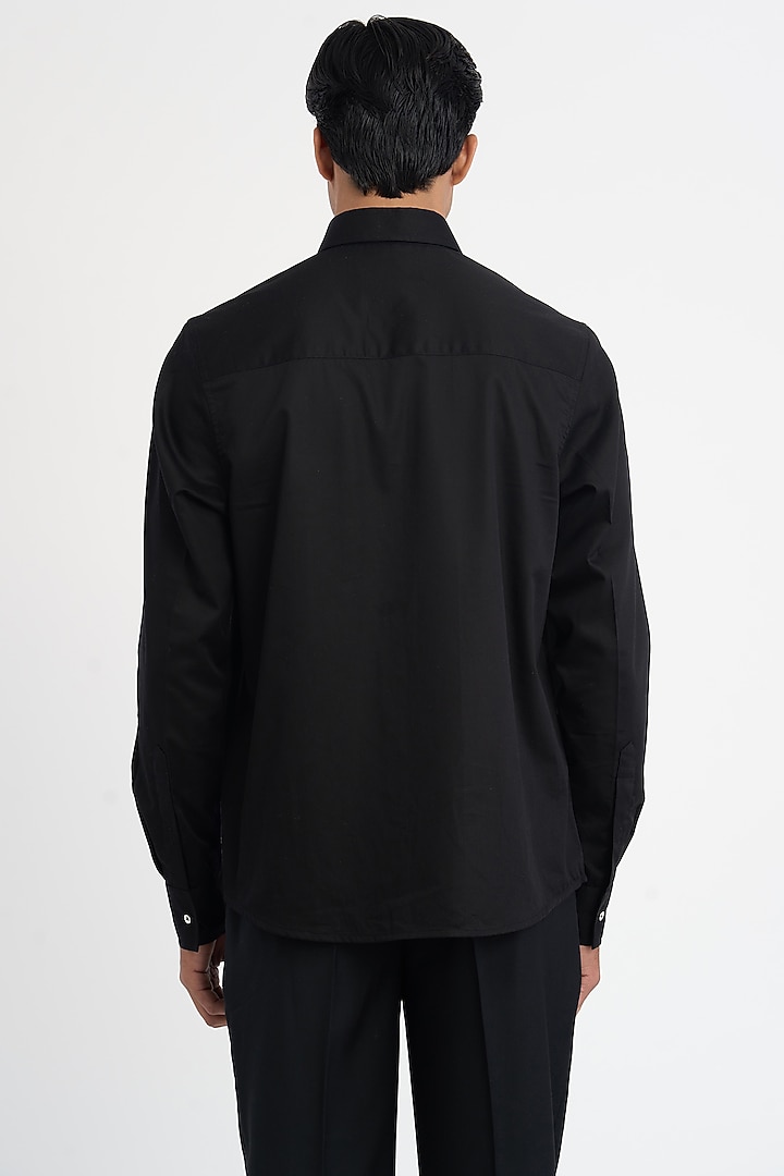 Black Premium Giza Cotton Satin Summer Shirt by DIERMEISS BY THE DRAGON LADY at Pernia's Pop Up Shop