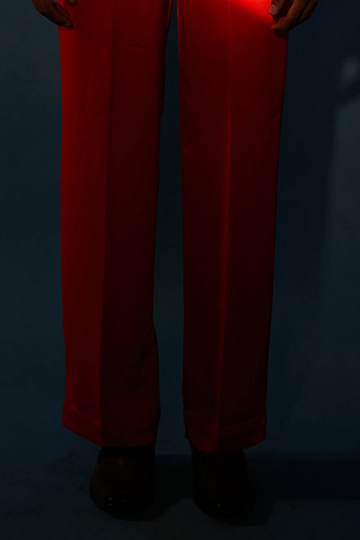 Red Japanese Moss Crepe Blazer by DIERMEISS BY THE DRAGON LADY at Pernia's Pop Up Shop