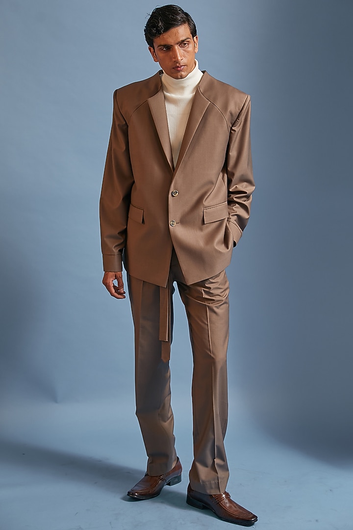 Pewter Green Poly Viscose Blazer by DIERMEISS BY THE DRAGON LADY at Pernia's Pop Up Shop