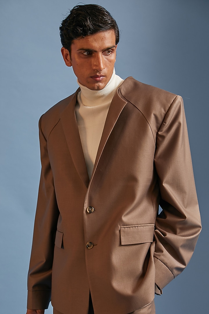 Pewter Green Poly Viscose Blazer by DIERMEISS BY THE DRAGON LADY at Pernia's Pop Up Shop