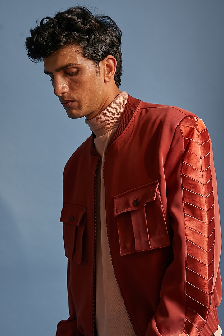 Burgundy Bomber Jacket by DIERMEISS BY THE DRAGON LADY at Pernia's Pop Up Shop