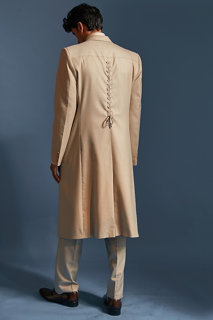 Nude Italian Check Suiting Overcoat by DIERMEISS BY THE DRAGON LADY at Pernia's Pop Up Shop