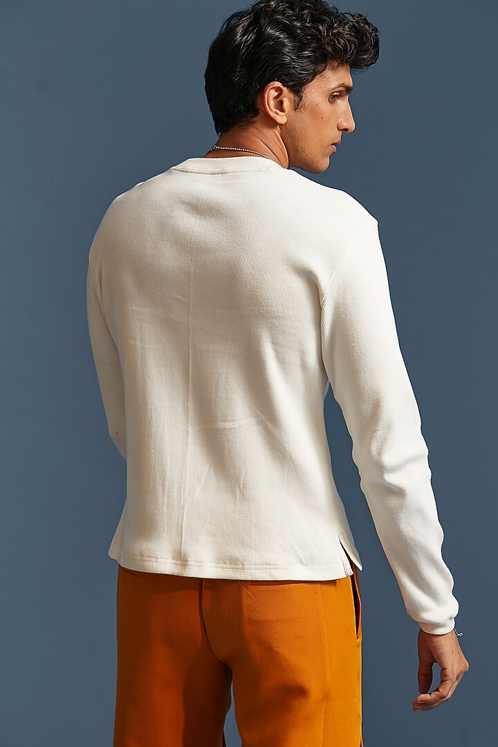White Ribbed Cotton Knit T-Shirt by DIERMEISS BY THE DRAGON LADY at Pernia's Pop Up Shop