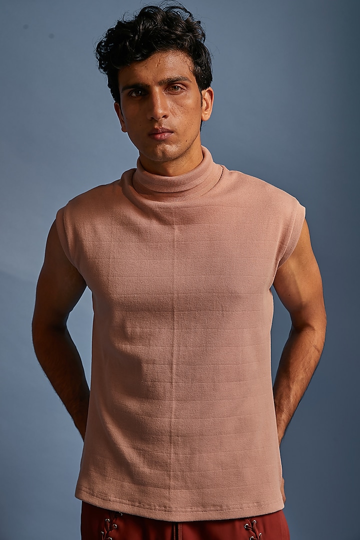 Dusky Pink Turtle Neck T-Shirt by DIERMEISS BY THE DRAGON LADY