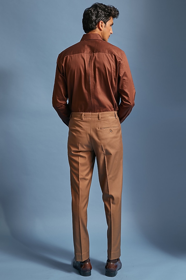 Dark Brown Box Pleated Party Wear Shirt by DIERMEISS BY THE DRAGON LADY at Pernia's Pop Up Shop