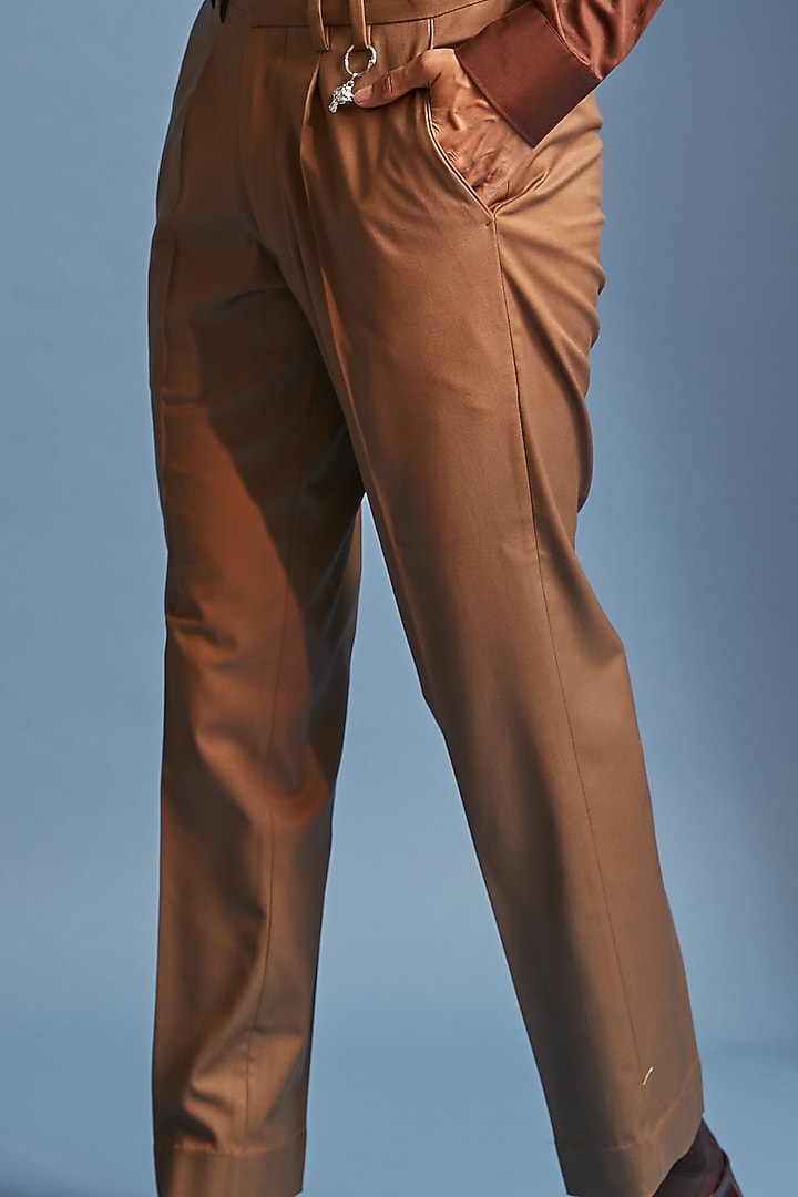 Dark Brown Box Pleated Party Wear Shirt by DIERMEISS BY THE DRAGON LADY at Pernia's Pop Up Shop