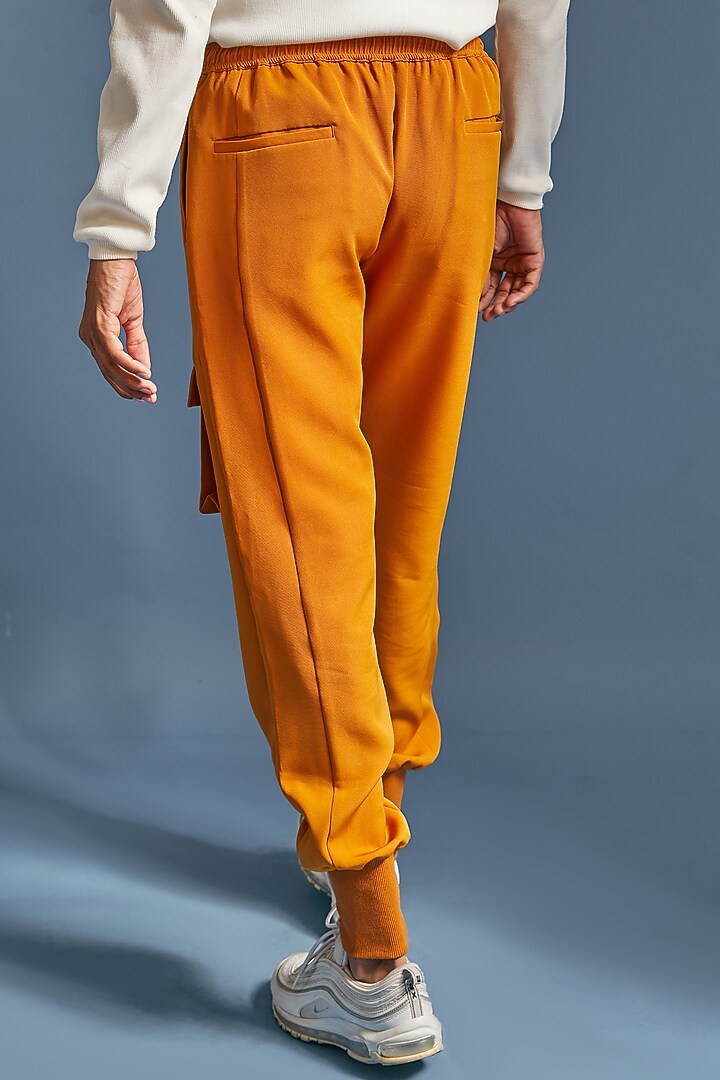 Mustard Yellow Imported Banana Crepe Joggers by DIERMEISS BY THE DRAGON LADY at Pernia's Pop Up Shop