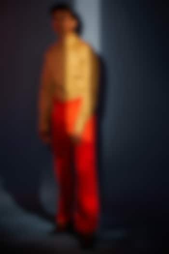 Red Pleated Trousers by DIERMEISS BY THE DRAGON LADY