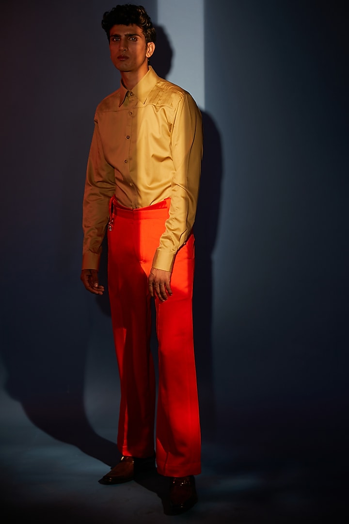 Red Pleated Trousers by DIERMEISS BY THE DRAGON LADY