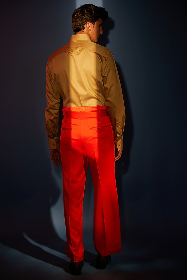 Red Pleated Trousers by DIERMEISS BY THE DRAGON LADY at Pernia's Pop Up Shop