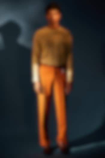 Burnt Orange Italian Terry Rayon Suiting Trousers by DIERMEISS BY THE DRAGON LADY