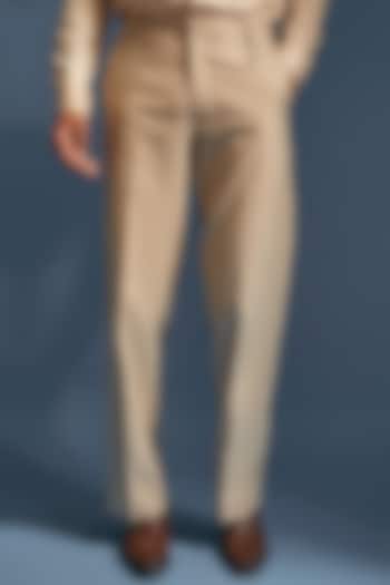 Nude Italian Check Suiting Trousers by DIERMEISS BY THE DRAGON LADY at Pernia's Pop Up Shop