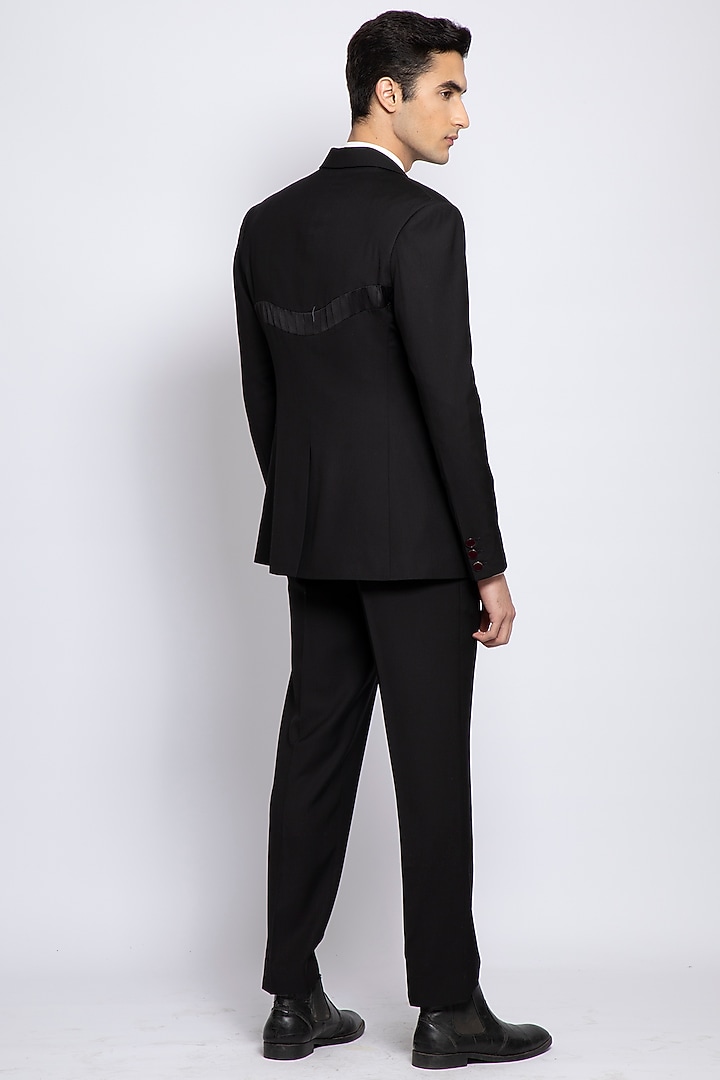 Black Armani Satin Pleated Blazer by DIERMEISS BY THE DRAGON LADY at Pernia's Pop Up Shop