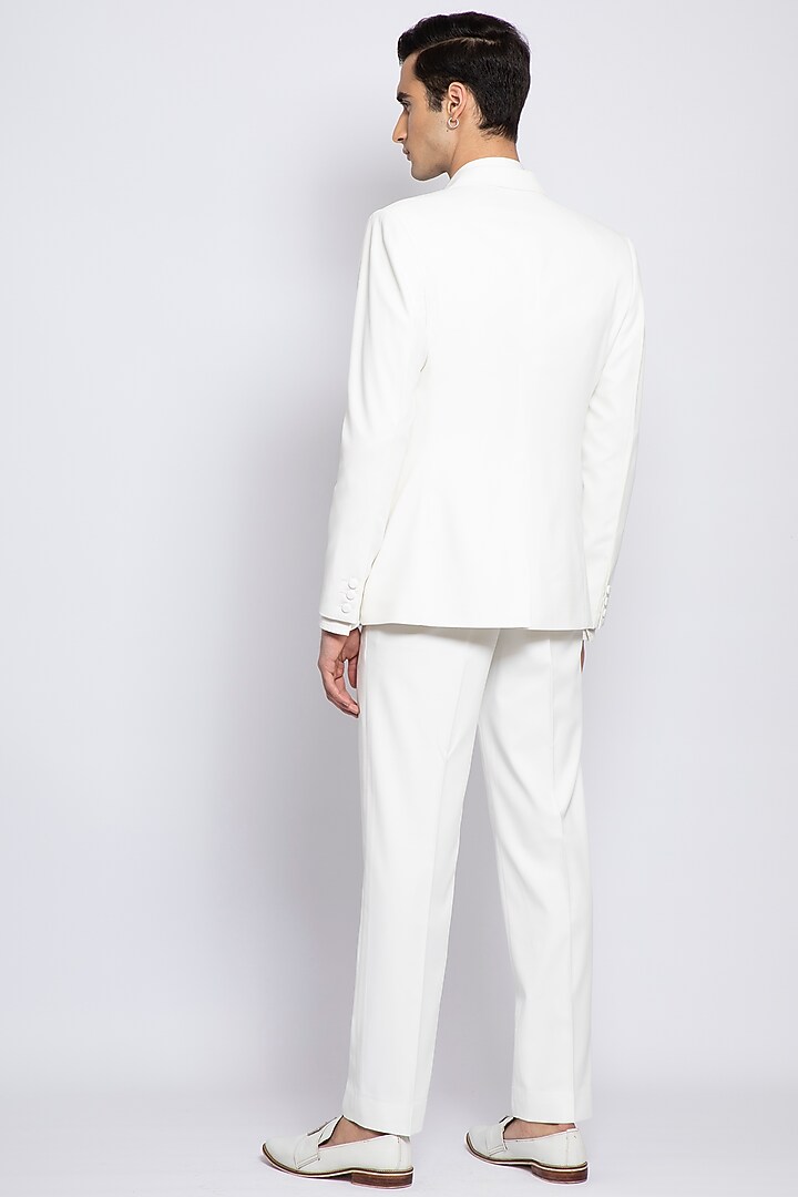 White Blazer With Dragon Charm Detail by DIERMEISS BY THE DRAGON LADY at Pernia's Pop Up Shop