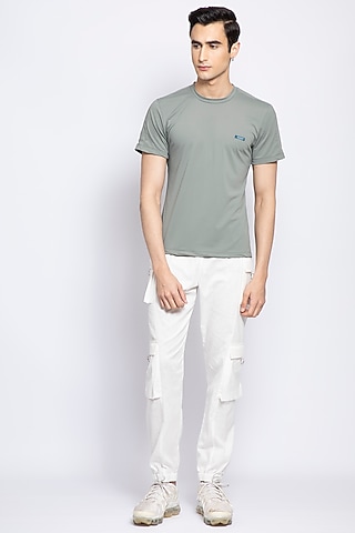 Grey Polyester & Elastane T-Shirt by DIERMEISS BY THE DRAGON LADY