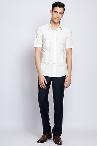 White Egyptian Giza Cotton Shirt by DIERMEISS BY THE DRAGON LADY