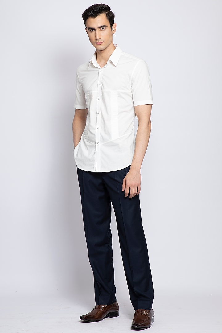White Egyptian Giza Cotton Party Wear Shirt by DIERMEISS BY THE DRAGON LADY at Pernia's Pop Up Shop