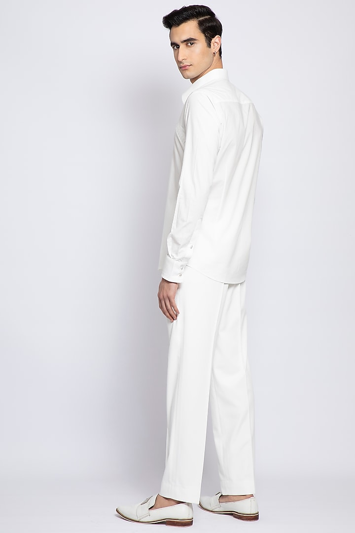 Ivory Egyptian Giza Cotton Party Wear Shirt by DIERMEISS BY THE DRAGON LADY at Pernia's Pop Up Shop