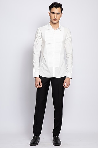 White Egyptian Giza Cotton Shirt by DIERMEISS BY THE DRAGON LADY