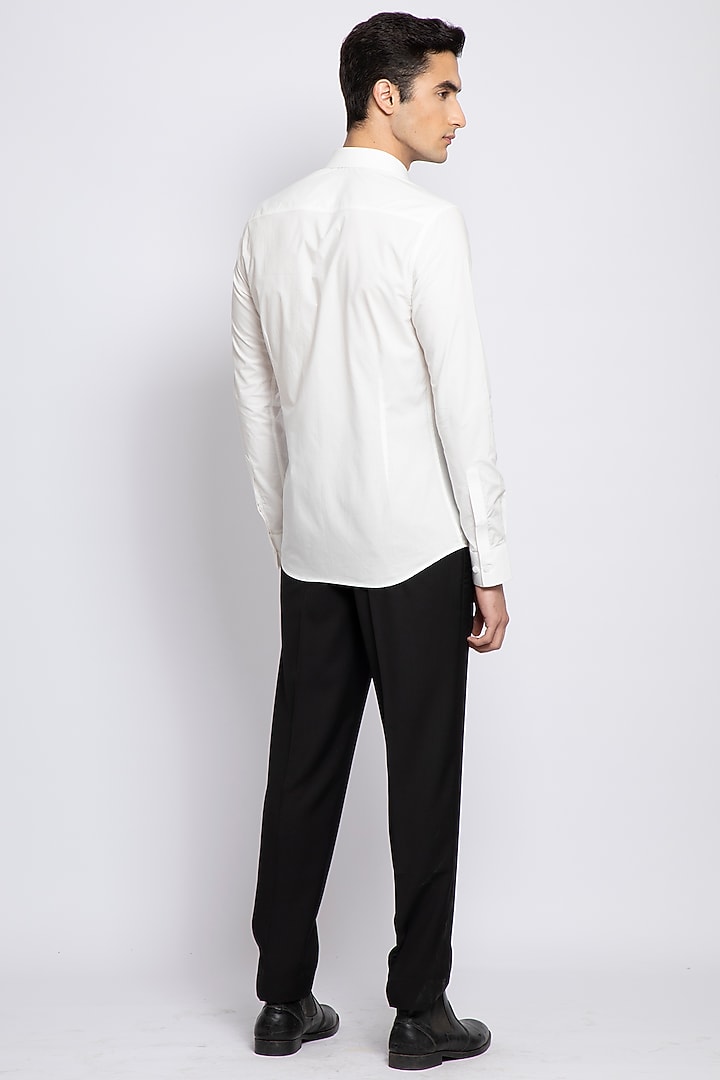 White Egyptian Giza Cotton Party Wear Shirt by DIERMEISS BY THE DRAGON LADY at Pernia's Pop Up Shop