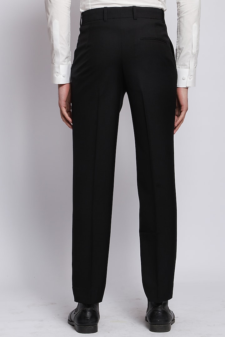 Black Italian Terry Rayon Suiting Trousers by DIERMEISS BY THE DRAGON LADY at Pernia's Pop Up Shop
