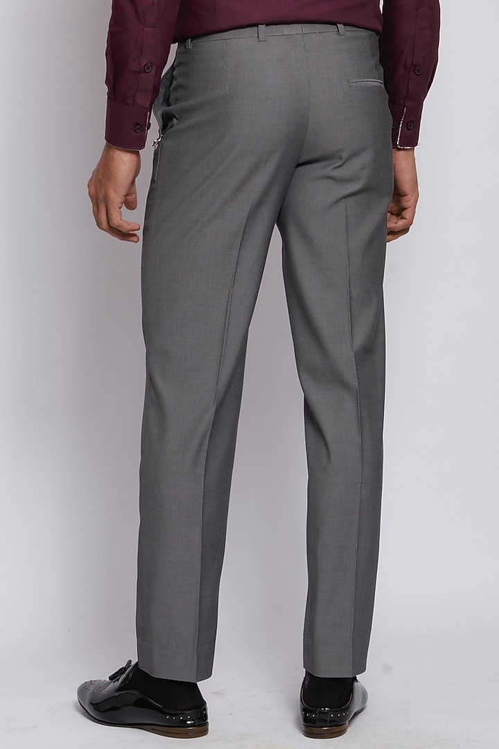 Grey Poly Viscose & Merino Wool Trousers by DIERMEISS BY THE DRAGON LADY at Pernia's Pop Up Shop