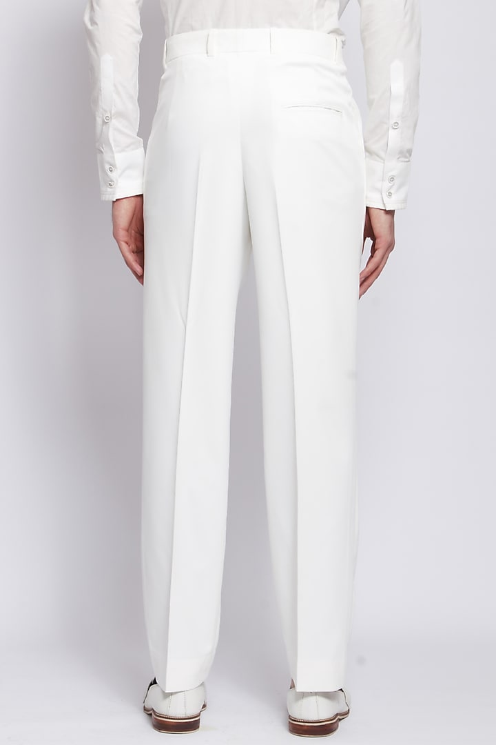 White Trousers With Dragon Charm Detail by DIERMEISS BY THE DRAGON LADY at Pernia's Pop Up Shop
