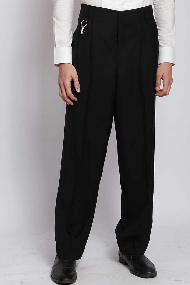 Black Trousers In Italian Terry Rayon Suiting by DIERMEISS BY THE DRAGON LADY at Pernia's Pop Up Shop