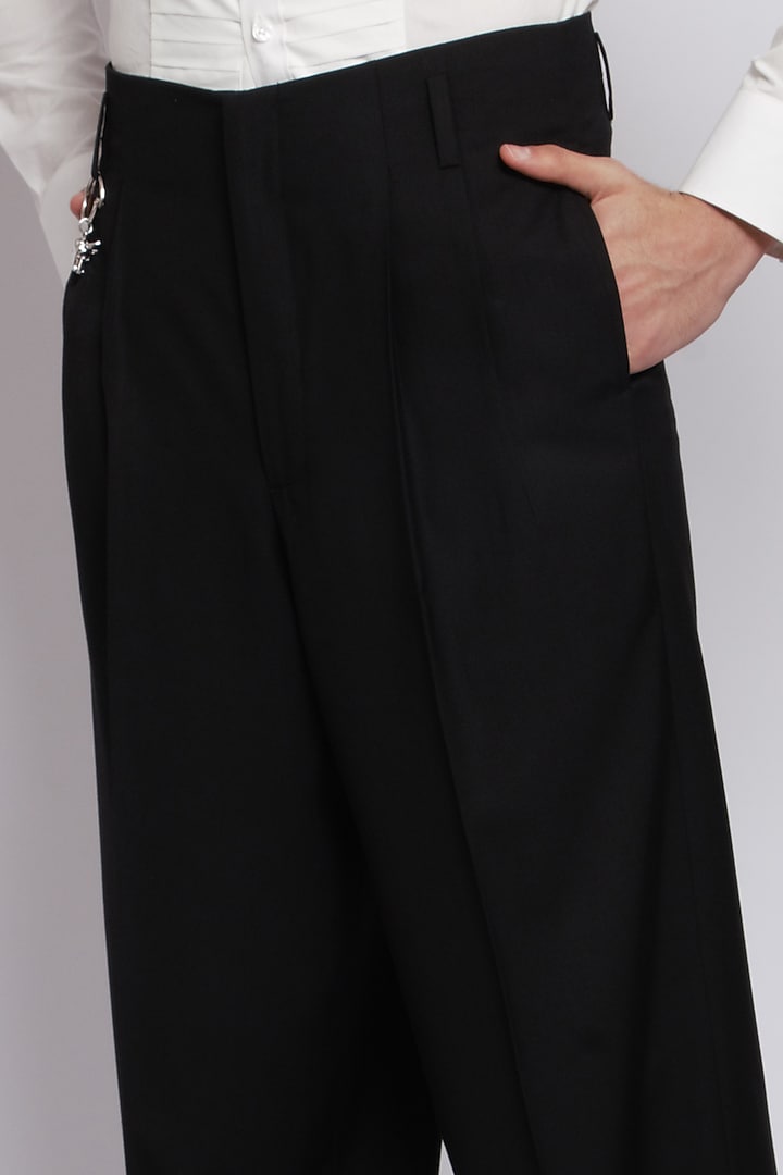 Black Trousers In Italian Terry Rayon Suiting by DIERMEISS BY THE DRAGON LADY at Pernia's Pop Up Shop