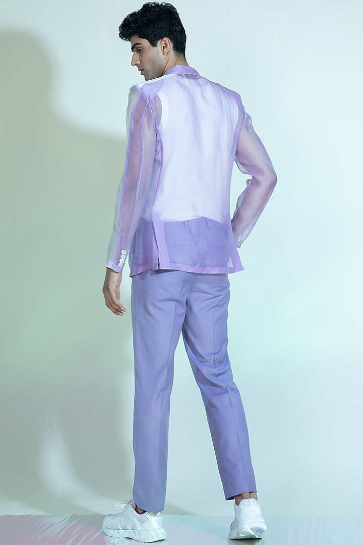 Violet Silk Organza & Polyester Mesh Blazer by DIERMEISS BY THE DRAGON LADY at Pernia's Pop Up Shop