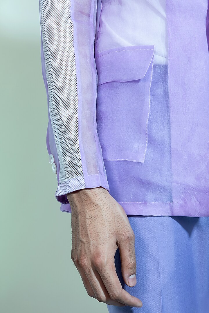 Violet Silk Organza & Polyester Mesh Blazer by DIERMEISS BY THE DRAGON LADY at Pernia's Pop Up Shop