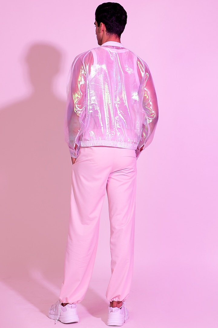 Pink Organza Transparent Bomber Jacket by DIERMEISS BY THE DRAGON LADY at Pernia's Pop Up Shop