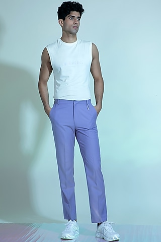 Light Violet Rayon Pants by DIERMEISS BY THE DRAGON LADY