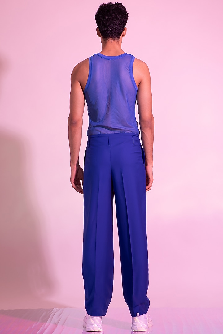 Royal Blue Rayon Pants by DIERMEISS BY THE DRAGON LADY at Pernia's Pop Up Shop