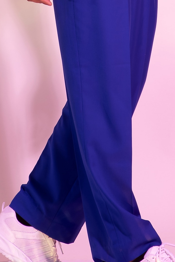 Royal Blue Rayon Pants by DIERMEISS BY THE DRAGON LADY at Pernia's Pop Up Shop