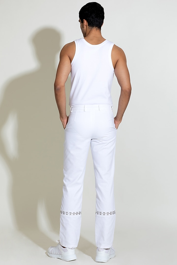 White Cotton Denim Pants by DIERMEISS BY THE DRAGON LADY at Pernia's Pop Up Shop