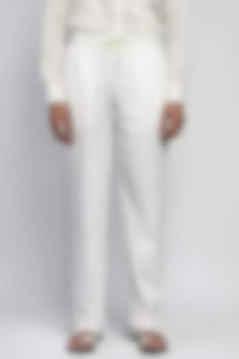White Linen Trousers by DIERMEISS BY THE DRAGON LADY
