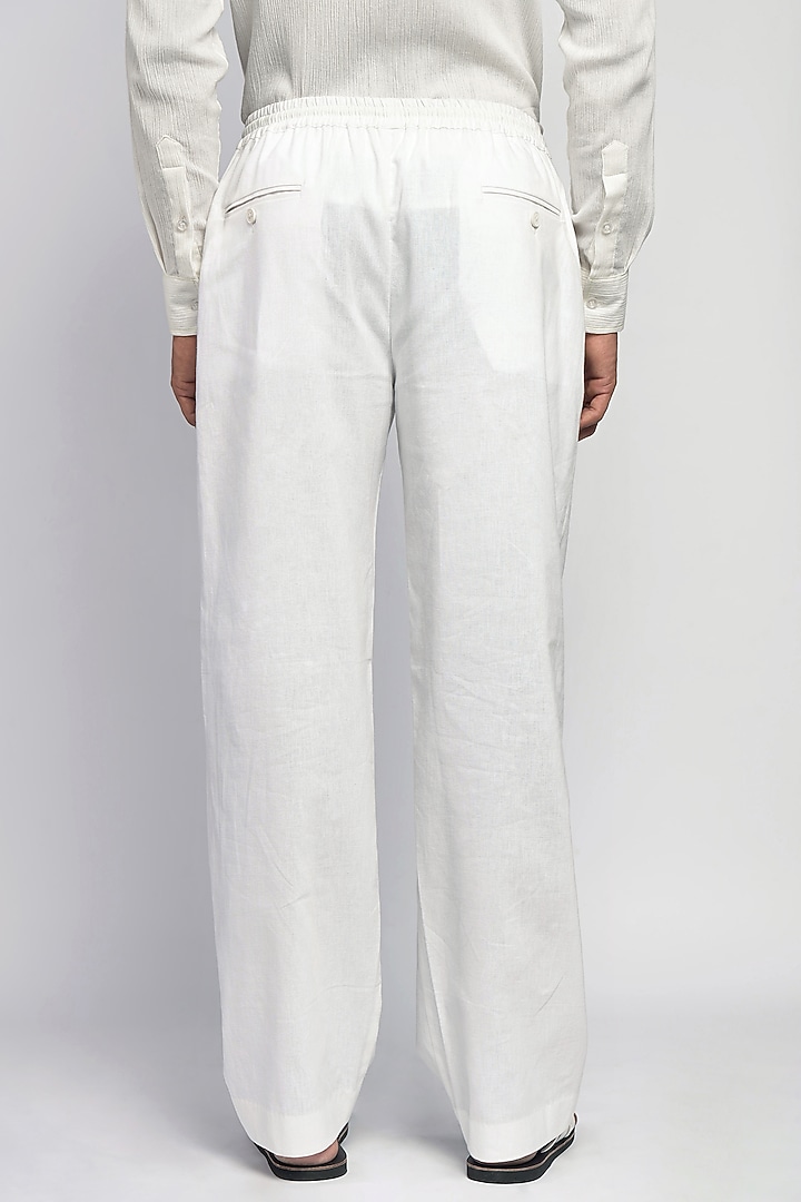 White Linen Trousers by DIERMEISS BY THE DRAGON LADY at Pernia's Pop Up Shop
