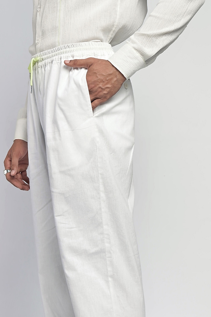 White Linen Trousers by DIERMEISS BY THE DRAGON LADY at Pernia's Pop Up Shop