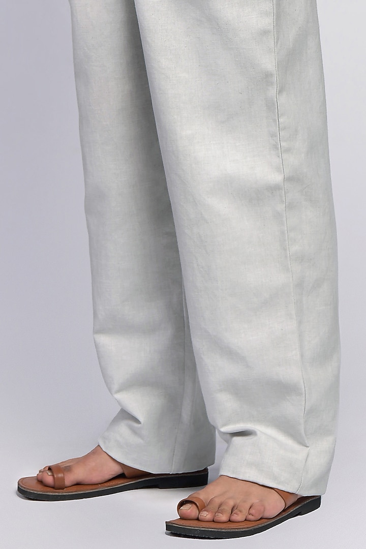 Grey Linen Trousers by DIERMEISS BY THE DRAGON LADY at Pernia's Pop Up Shop