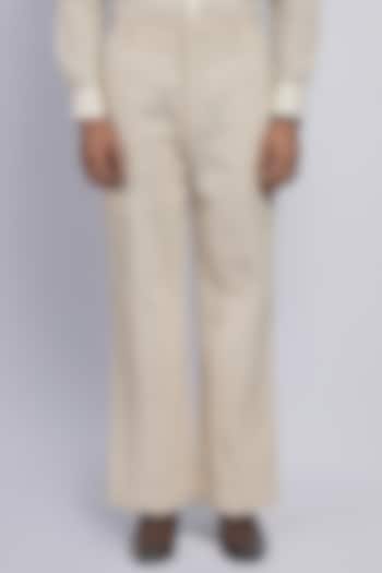 Off-White Cotton Twill Trousers by DIERMEISS BY THE DRAGON LADY