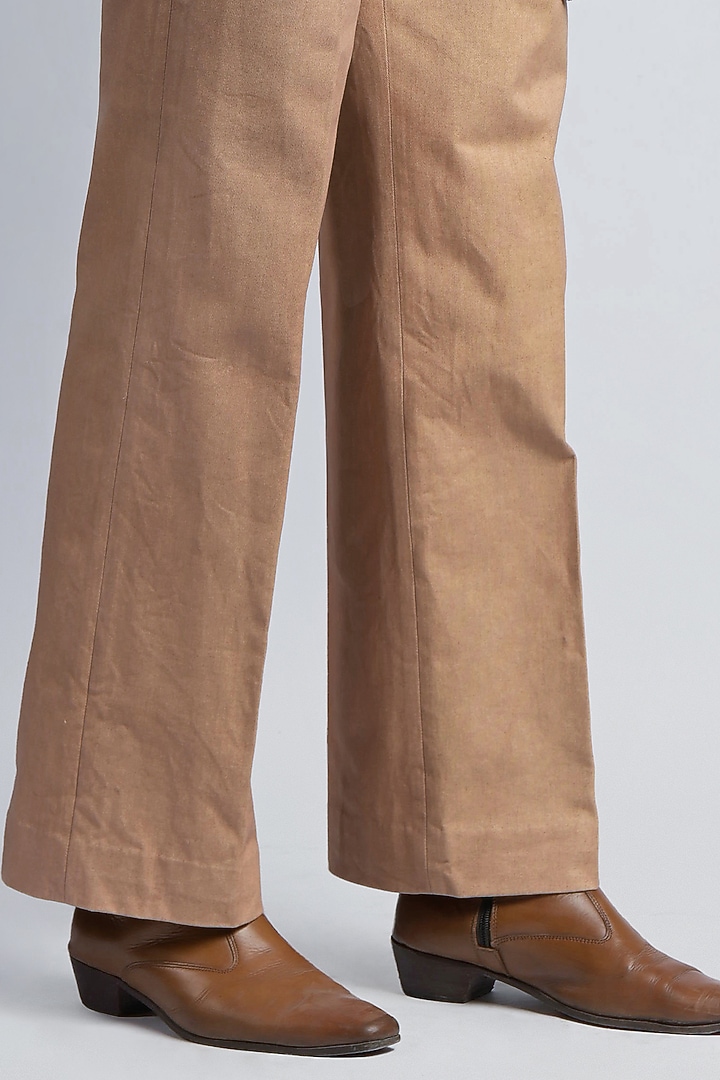 Gold Cotton Twill Trousers by DIERMEISS BY THE DRAGON LADY at Pernia's Pop Up Shop