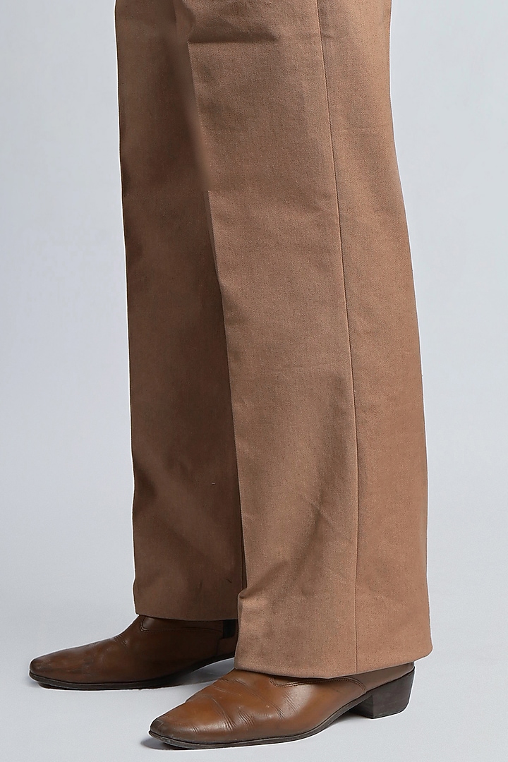 Bronze Cotton Twill Trousers by DIERMEISS BY THE DRAGON LADY at Pernia's Pop Up Shop