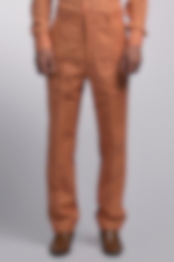 Orange Linen Trousers by DIERMEISS BY THE DRAGON LADY