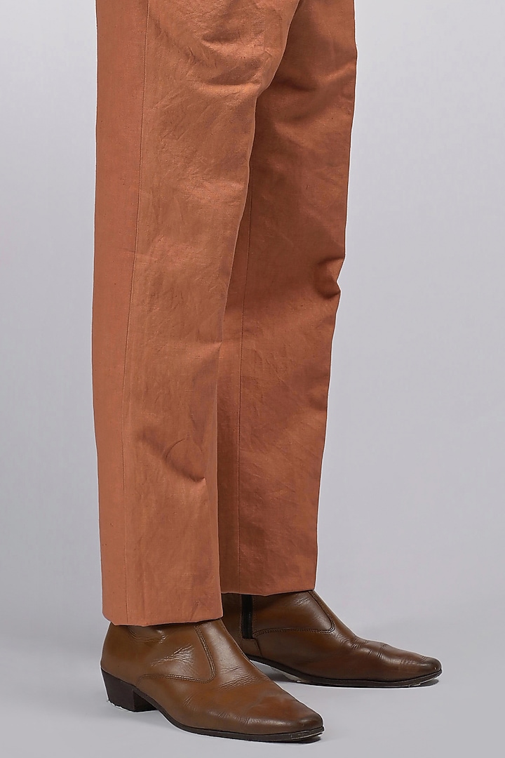 Orange Linen Trousers by DIERMEISS BY THE DRAGON LADY at Pernia's Pop Up Shop