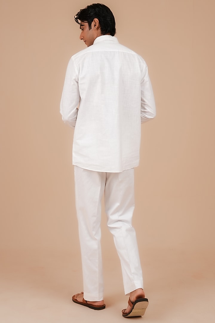 White Cotton Party Wear Shirt by DIERMEISS BY THE DRAGON LADY at Pernia's Pop Up Shop