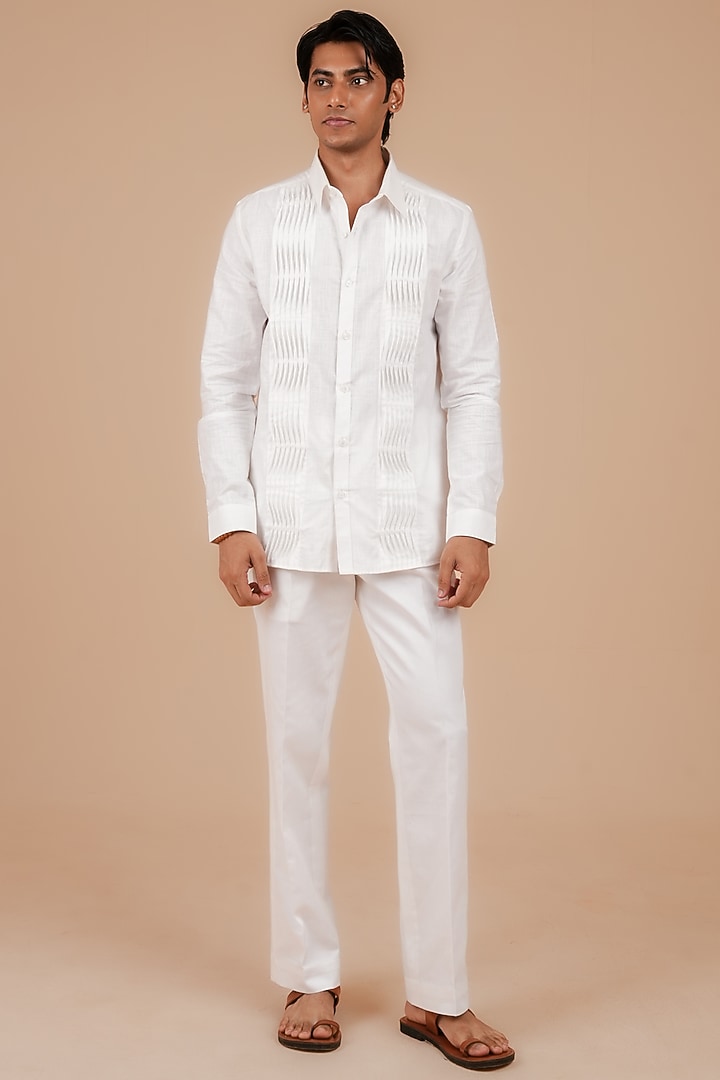 White Cotton Party Wear Shirt by DIERMEISS BY THE DRAGON LADY at Pernia's Pop Up Shop